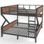 Full Over Full Bunk Bed, Metal Bunk Bed With Storage Shelves And Lights, Space-Saving & Noise-Free Design