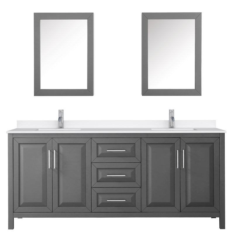 Daria 80'' W Vanity, Gray, Polished Chrome, Giotto Quartz