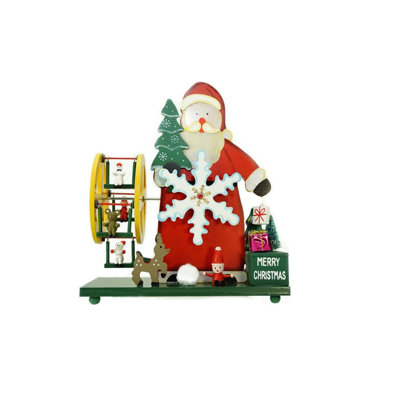 9.5" Red and Green Santa Claus Wonderland Christmas Musical Tabletop Decor