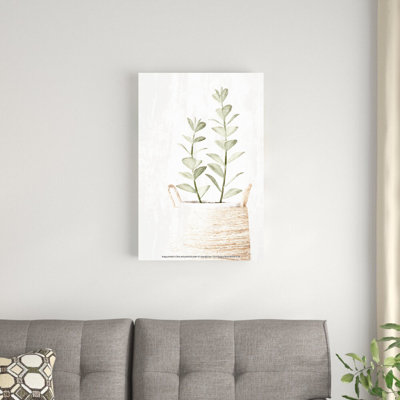 Eucalyptus In Basket - Wrapped Canvas Painting