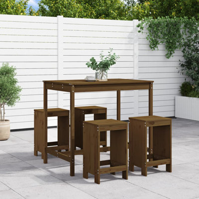 Ayano Brayden Studio Bar Set with Wood Frame and Solid Wood Outer Material