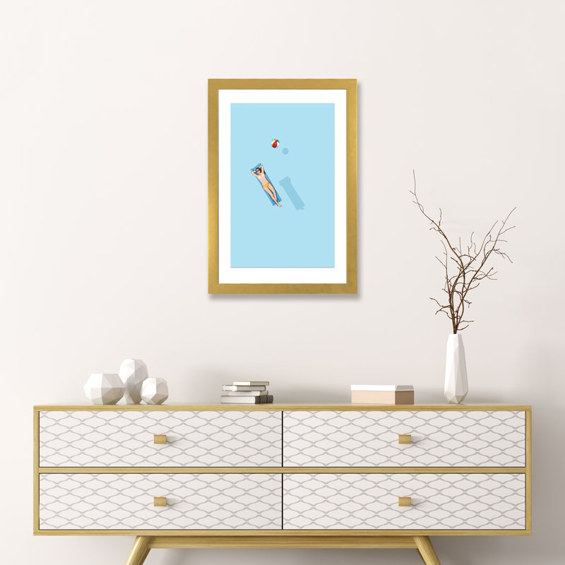 « floating under the sun » par jason ratliff-print, H 24 po x l 16 po x P 1 po, Papier encadré doré
