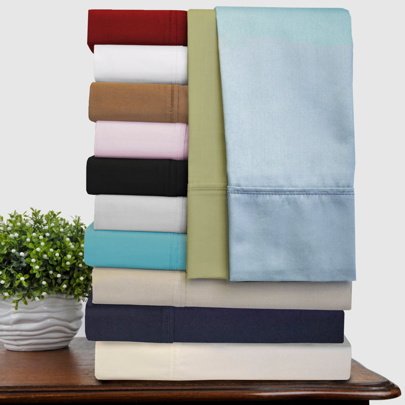 Superior 300 Thread Count Egyptian Cotton Blend Solid Pillowcases Set, Standard, Teal