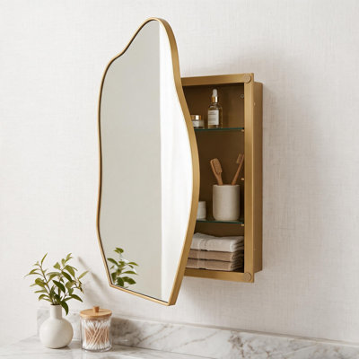 33.5"x22" Irregular Cloud-shaped Surface Mount Mirror Cabinet