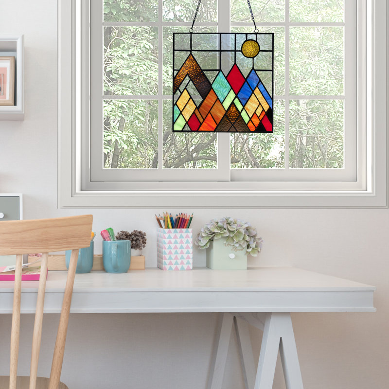 Zayne 10"H Beyond the Mountain Tops Multicoloured Window Panel