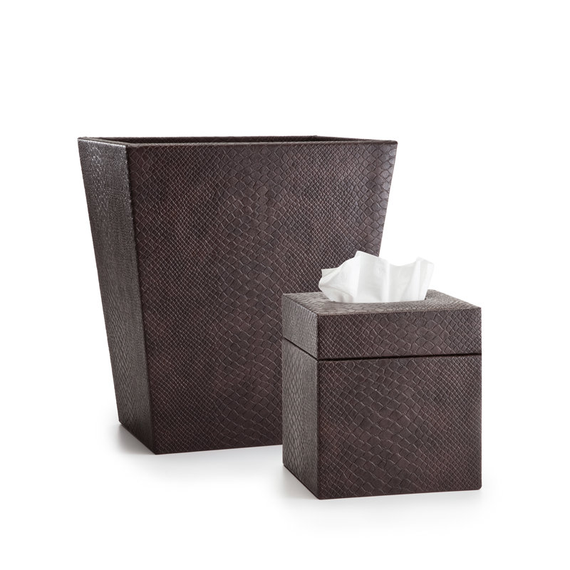Dark Brown Faux Leather Square Tissue Box Cover