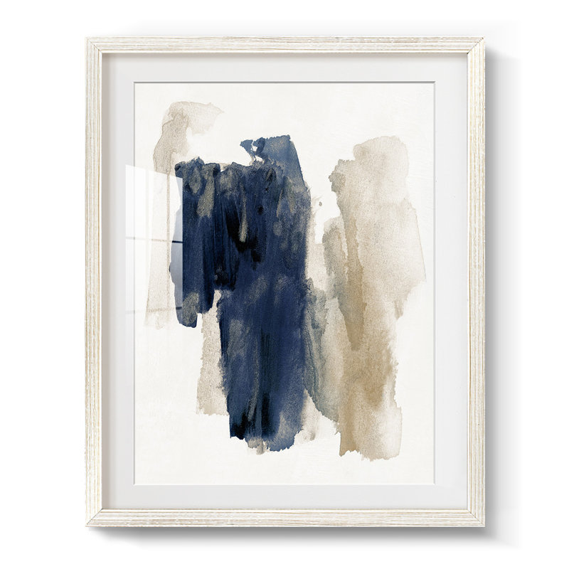 Bleu marine - imprimé encadré, H 28,5 po x l 20,5 po, Blanc