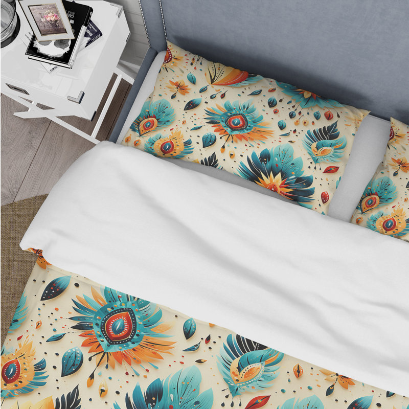 Ensemble de housse de couette Artistic Nomad Boho Pattern Earth Tones - Boho