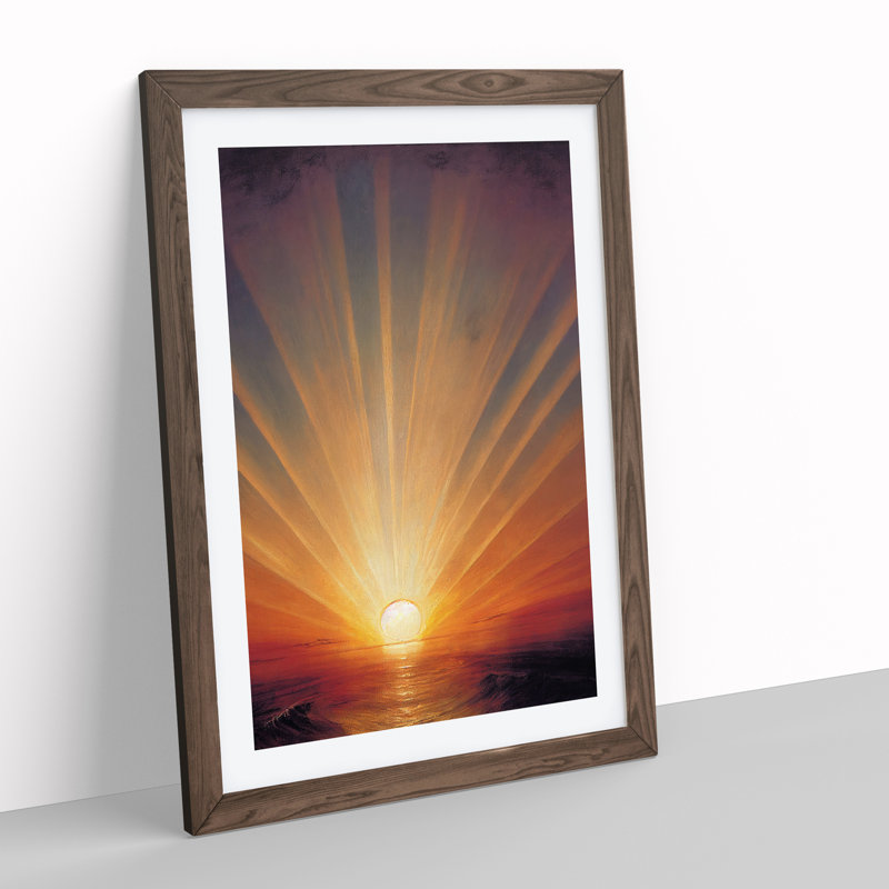 Tranquil Sunset - Single Picture Frame Painting, 64cm H x 46cm W x 2cm D, Walnut Framed