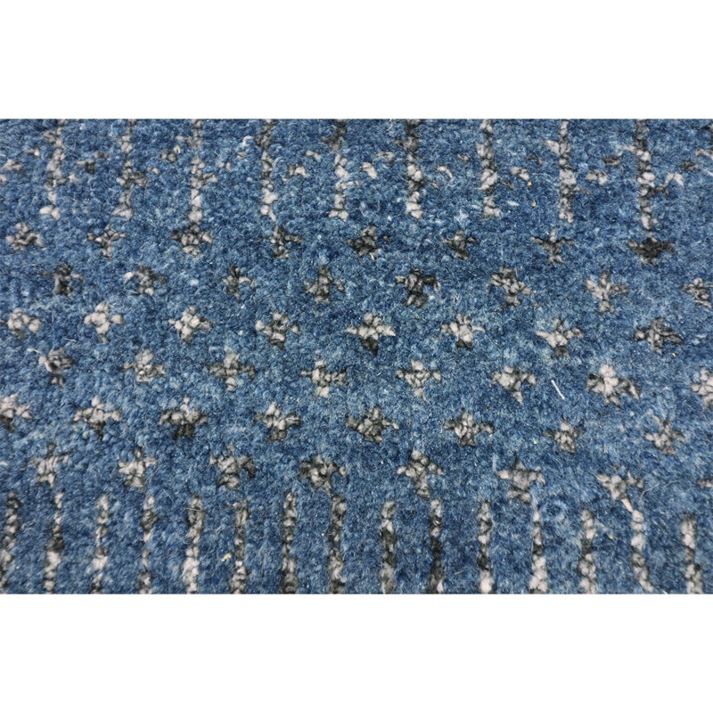 Tapis bleu foncé noué à la main de haute qualité, Rectangle 6 pi x 9 pi