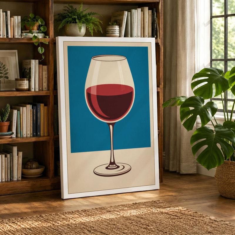 Wine Glass Study Mid-Century - Wrapped Canvas, 18x12 - 45.7 x 30.5 cm, Black Border