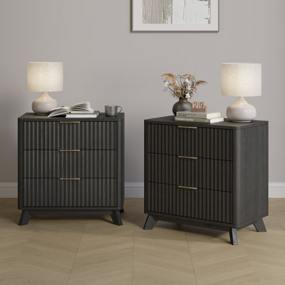 Donati Fluted Nightstand With 3 Drawers