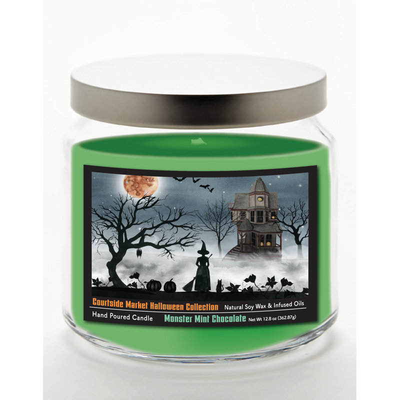 Collection Harvest Moon | Bougie en pot en verre de 400 ml avec couvercle en métal argenté brossé