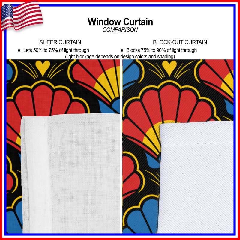 Colorful Shell Pattern Window Curtains, Shells Sheer & Blockout Curtains - 1 Panel, Sheer, 50" x 80" - 1 Panel