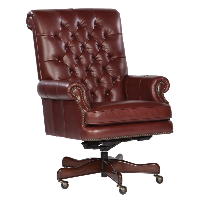 Tegan Genuine Leather Executive Chair, Red