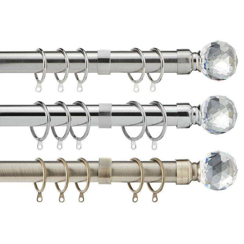 Adjustable Curtain Pole Set, 5cm H x 120cm W x 5cm D, Chrome