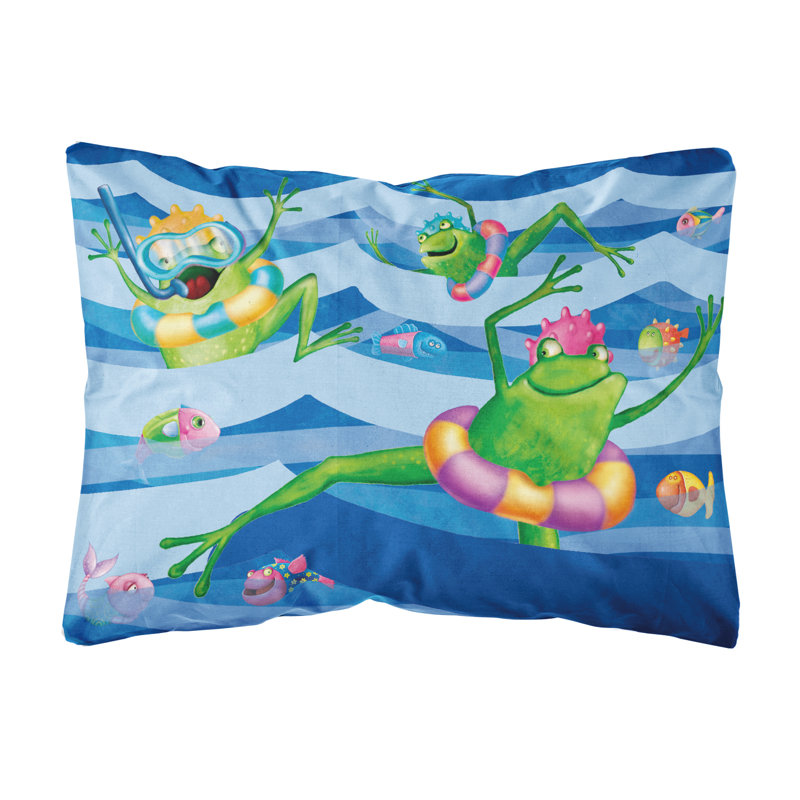  Frogs Swimming Fabric Indoor/Outdoor Throw Pillow