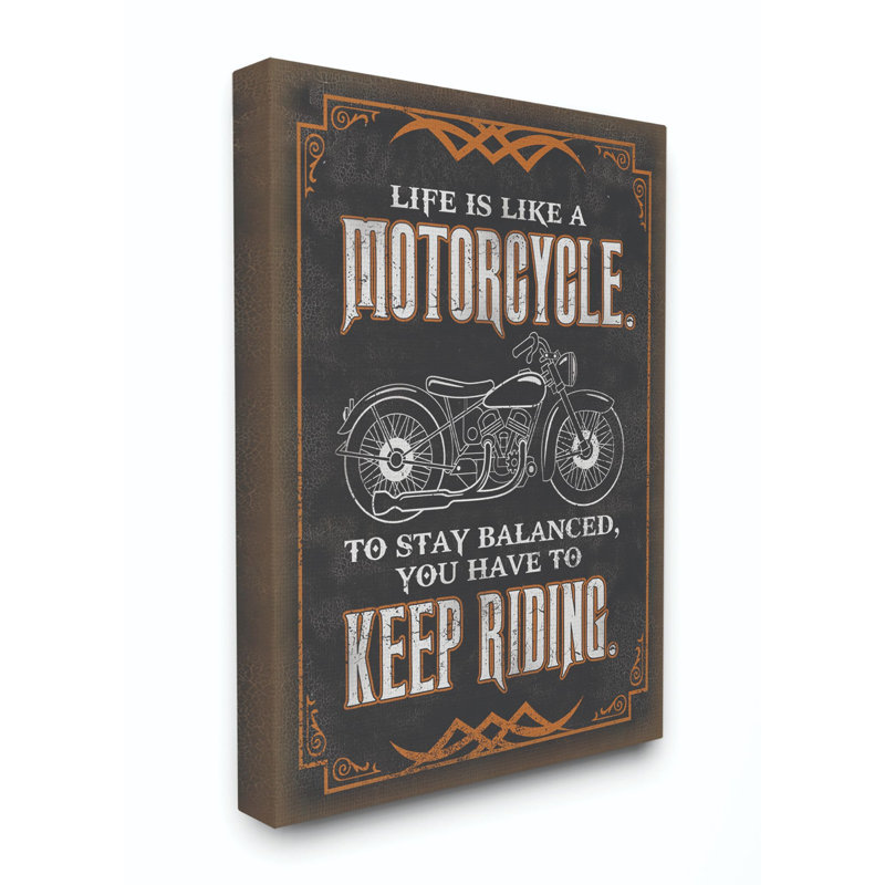 «Moto Life Keep Riding Black Orange Word Design», art textuel, Toile tendue, H 20 po x l 16 po
