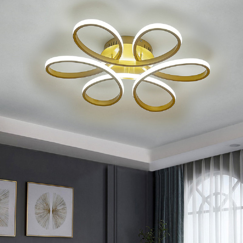Innsbrook Modern Acrylic Light-adjusted Petal Ceiling Light 1-Light Semi Flush Mount Light, Rose Gold (Undimmable)