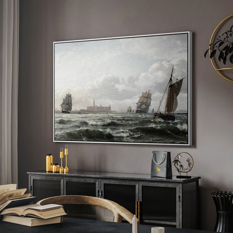«Vintage Nautical Print-CXCIX» sur toile, H 25 po x l 17 po, Blanc