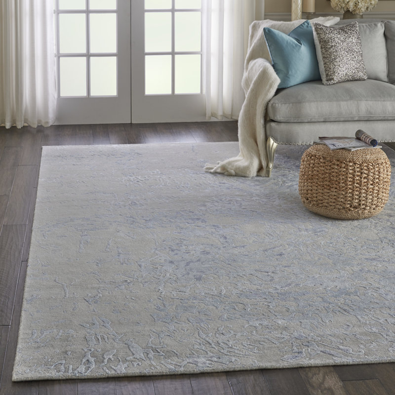 Tapis d'intérieur moderne gris et bleu 8 pi 6 po x 11 pi 6 po Nourison Tinita, Rectangle 8 pi 6 po x 11 pi 6 po