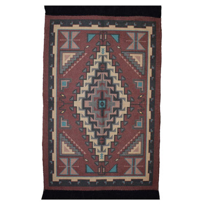 Jugnie Aztec Rugs For Living Room, Washable Rugs For Bedroom, Non-Slip Area Rug (Dark Brown)