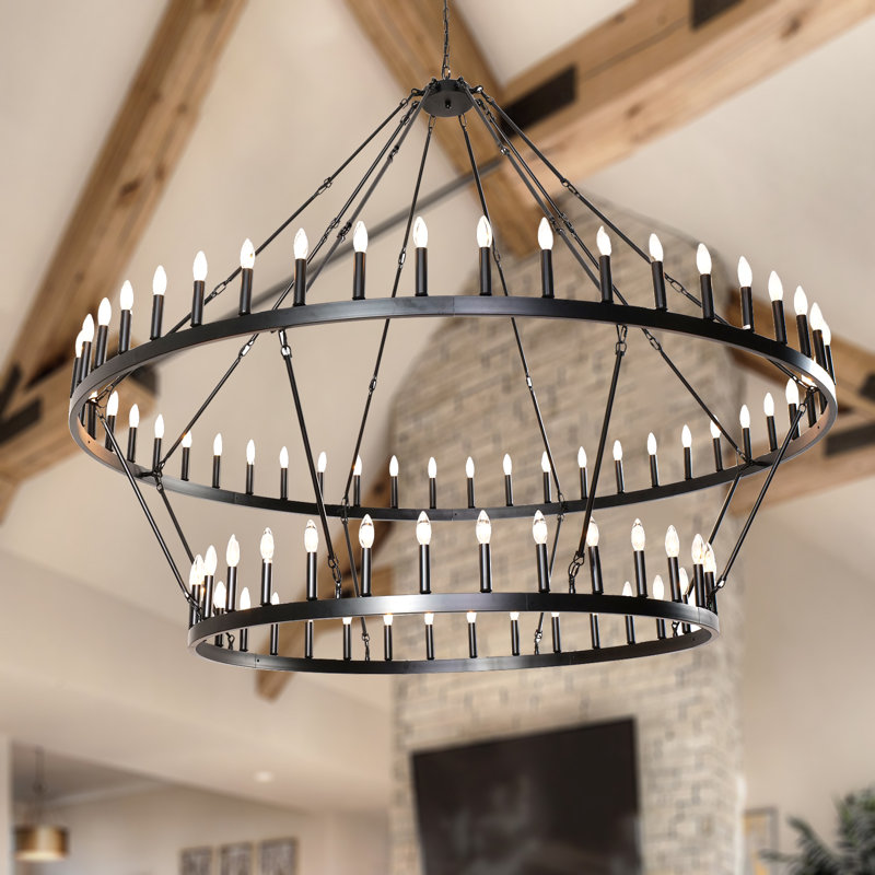 Allaynah Wagon Wheel Chandelier, 71.69" H x 98.42" W x 98.42" D