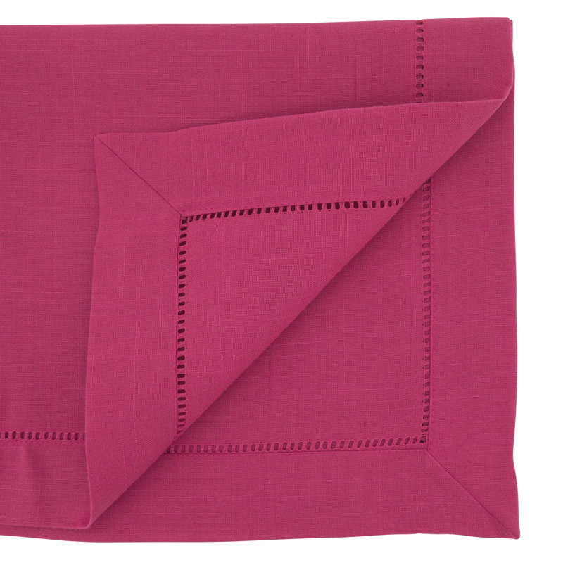 Chemin de table Classic Hemstitch - Chemin de table élégant avec tissu texturé et bordure ajourée, 16 po x 45 po