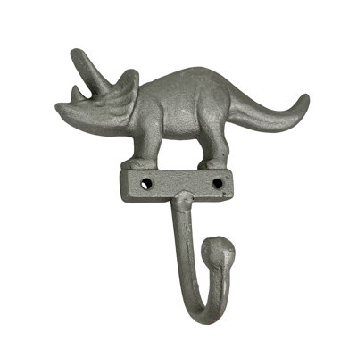 Ensemble de crochets muraux en fonte Brontosaurus, Stegosaurus and Triceratops, gris-argent, 6,25 pouces de hauteur