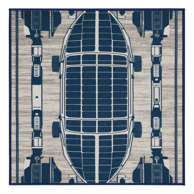 Machine Washable Transportation Gray Area Rug