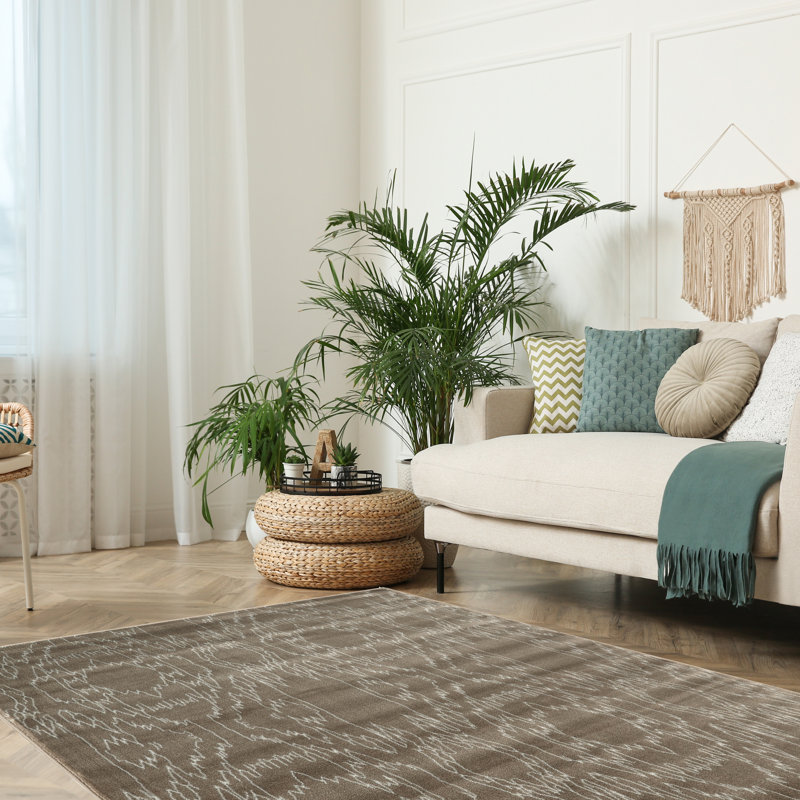 Tapis brun foncé à motif géométrique Bahr, Rectangle 8 pi x 10 pi
