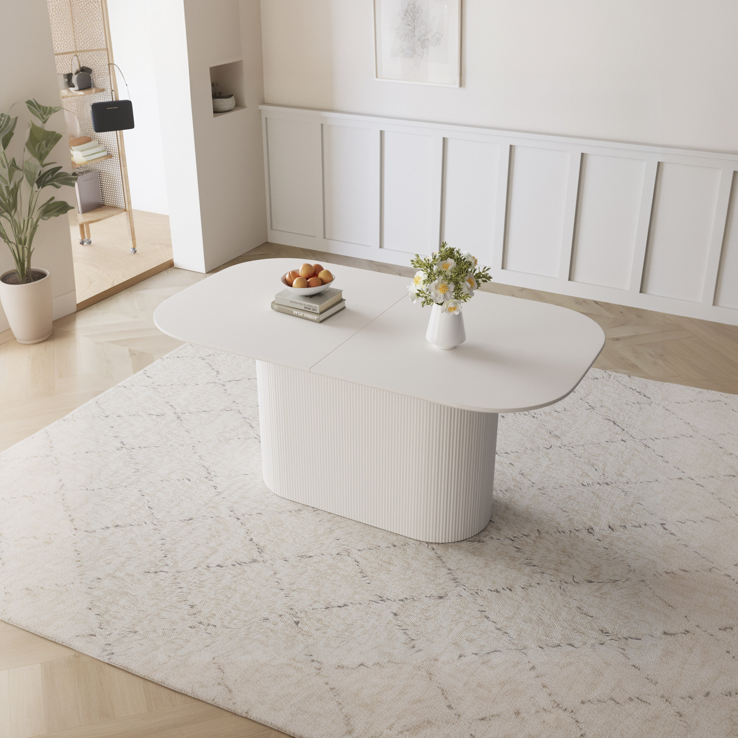 Heimo 63-Inch Style Dining Table With Vertical Striped Legs For 4 To 8 ...