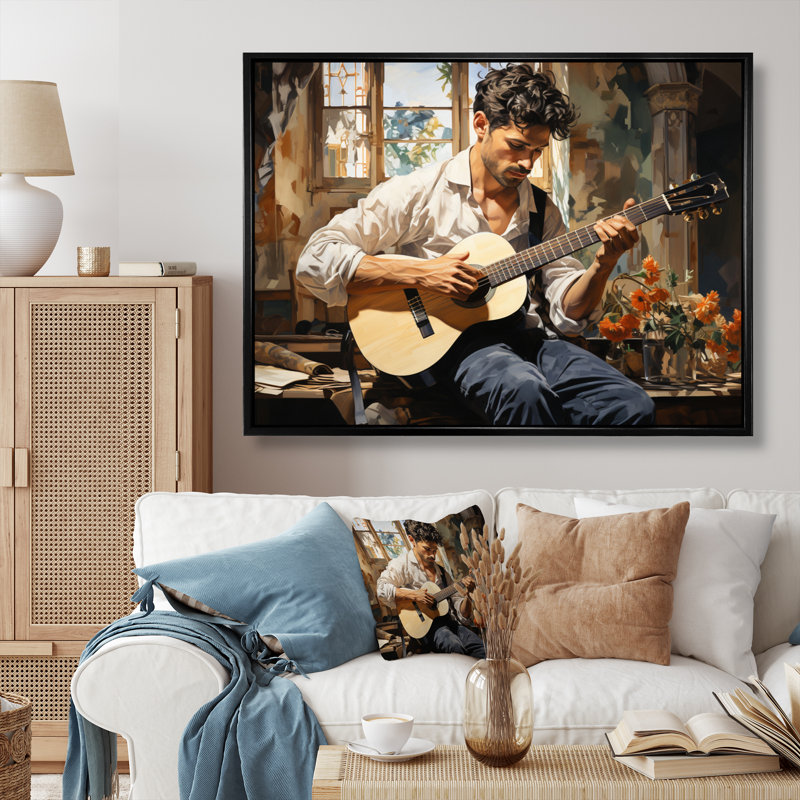 " Music Acoustic Serenade Gentle ", Cadre flottant noir, H 16 po x l 32 po x P 1 po