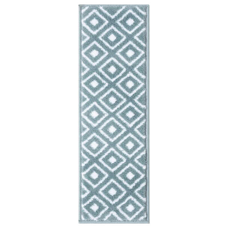 Tapis d'escalier Santana, Bleu sarcelle / ivoire