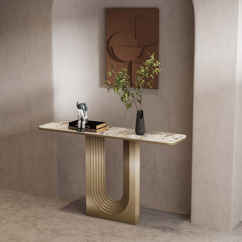 Minimalist Console Table, Champagne Gold, 33.46" H x 47.24" W x 13.78" D