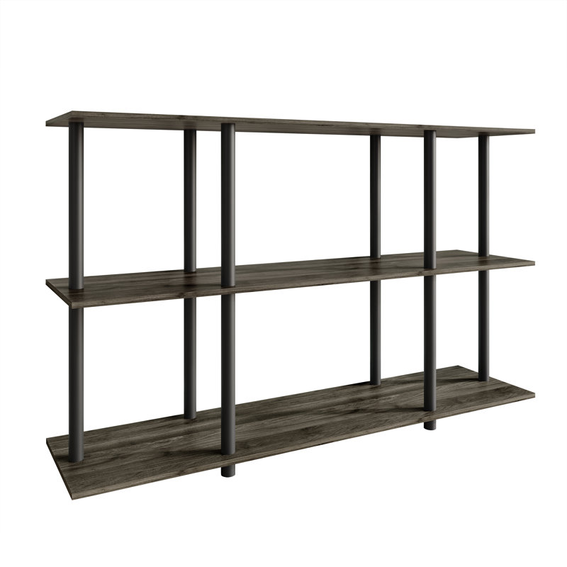 Easy Twist Assembly 3-Tier Wide Display Shelf In Dark Grey, Dark Grey