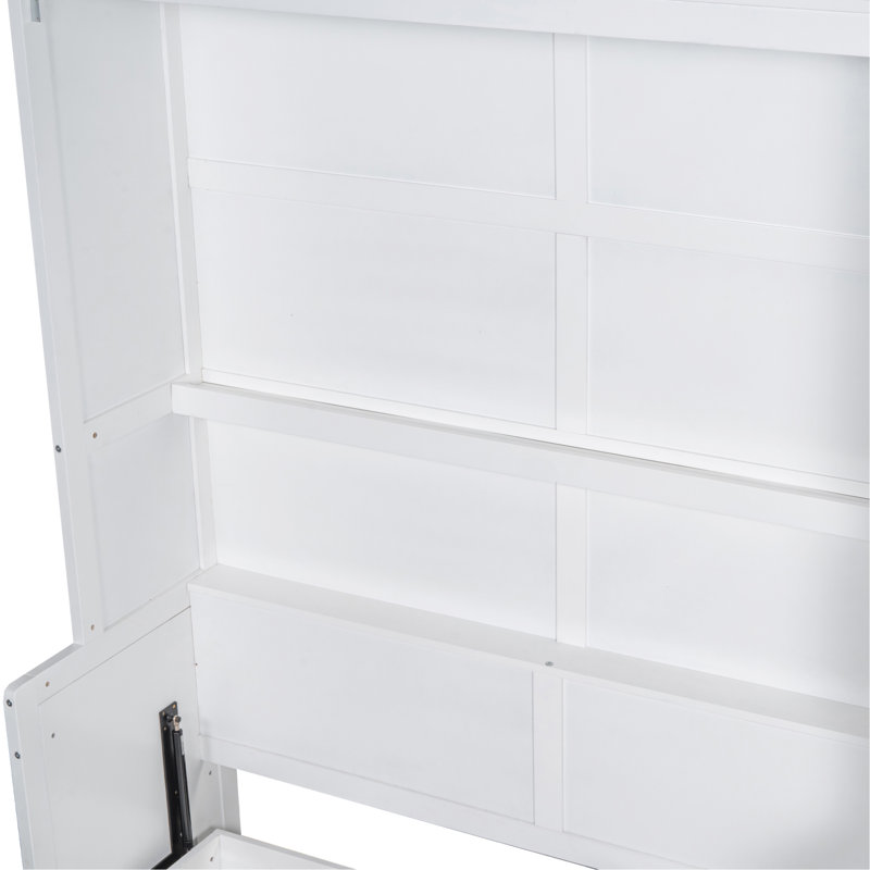 Grand lit escamotable mural avec placard, Blanc