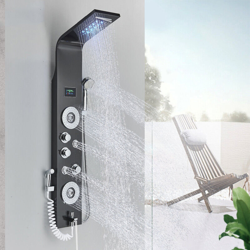 50.4'' Shower Panel with Fixed Shower Head, Black