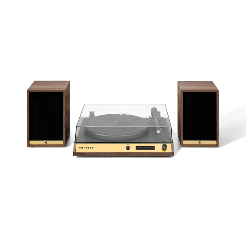 Walnut 2-Speed Belt-Drive Turntable with 120W Speakers