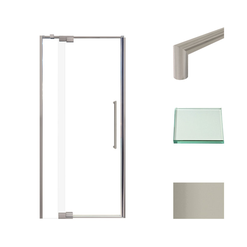 Porte de douche pivotante demi-cadre l 32 po x H 76 po avec technologie TruMotion, Acier inoxydable brossé