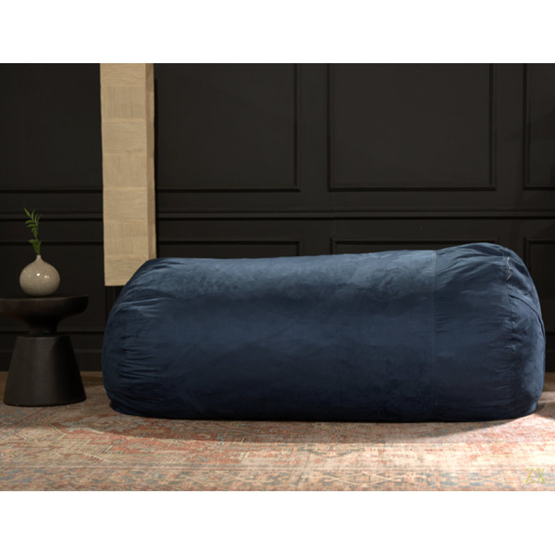 Fauteuil à billes cylindrique en suède de 6,5 pieds Marlin, H 33,03 po x l 70,03 po x P 44,96 po, Tissu bleu