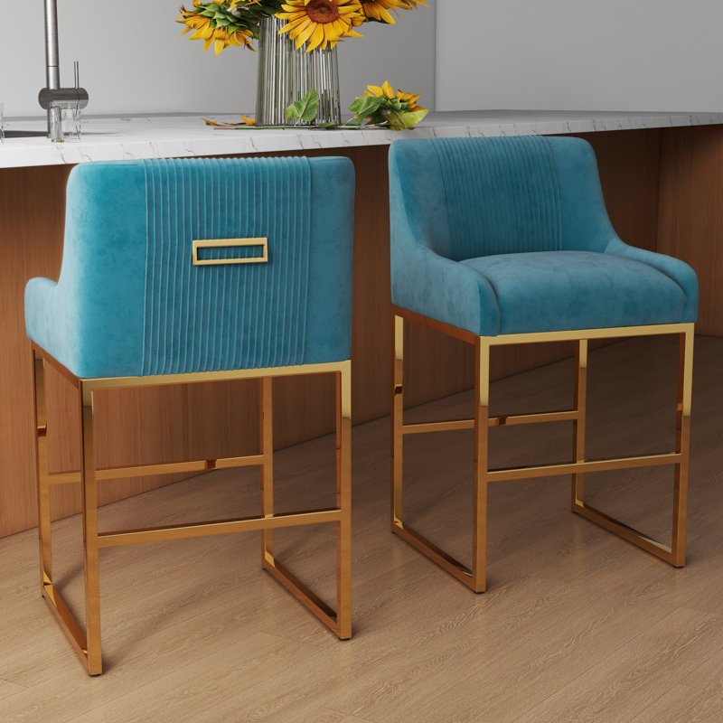 Tabouret de comptoir 26 po Zanthia, Sarcelle, 2