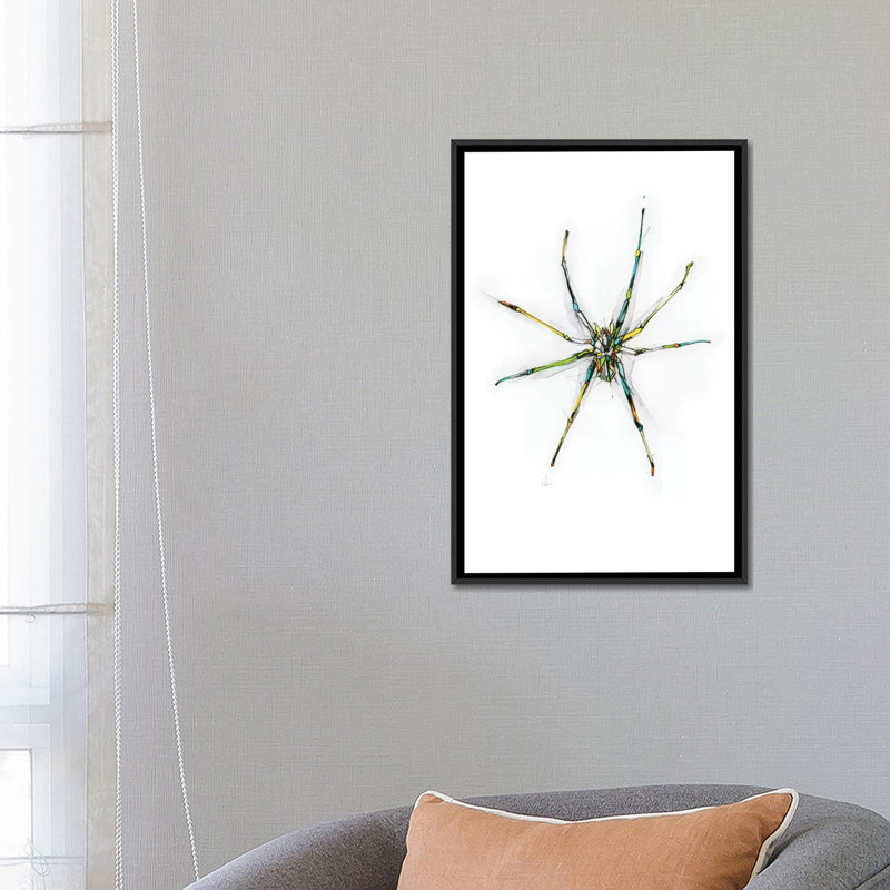 « spider », impression sur toile tendue, H 26 po x l 18 po x P 1,5 po, Toile avec cadre noir, Pas de tapis