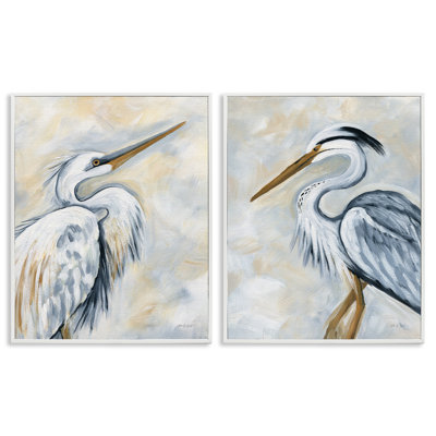 «White Egret Blue Heron», ensemble de 2 giclées encadrées par Yvette St. Amant