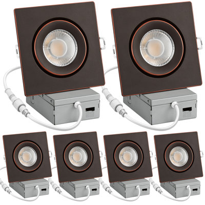 KnLnny Ware Oil Rubbed Bronze 4 Inch Led Gimbal Recessed Lights 6 Pack, with Junction Box,5CCT Selectable,9W 750LM,Dimmable