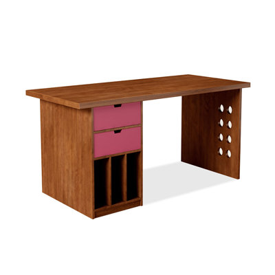 Brown+Pink Rectangular Solid Wood desks