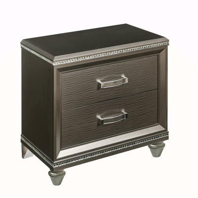 Table de chevet 2 tiroirs champagne foncé