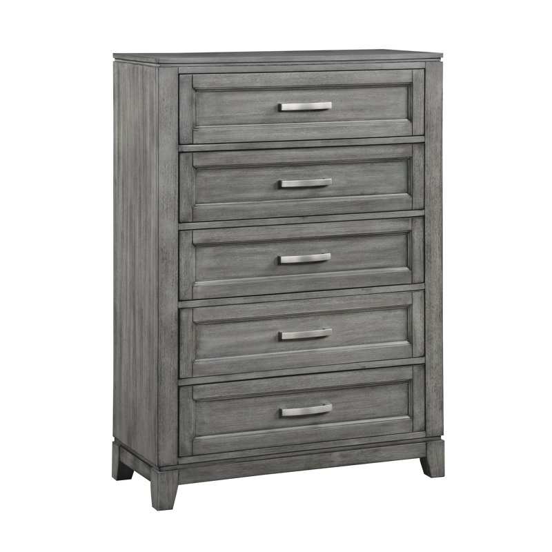 Commode à 5 tiroirs Garretson, gris rustique 35 po, Gris