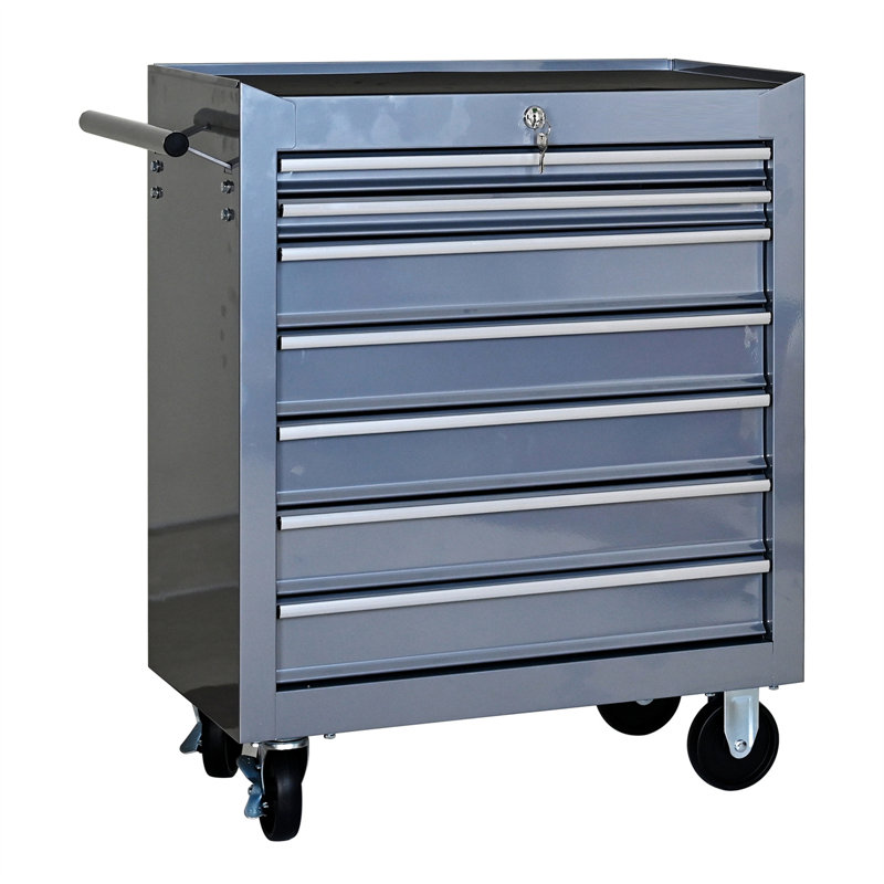 24'' W Steel Side Chest with Wheels, Silver