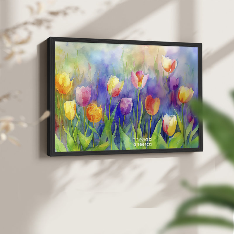 Floral Series-CXXXII -Framed Print - Restickable, H 16 po x l 20 po, Noir